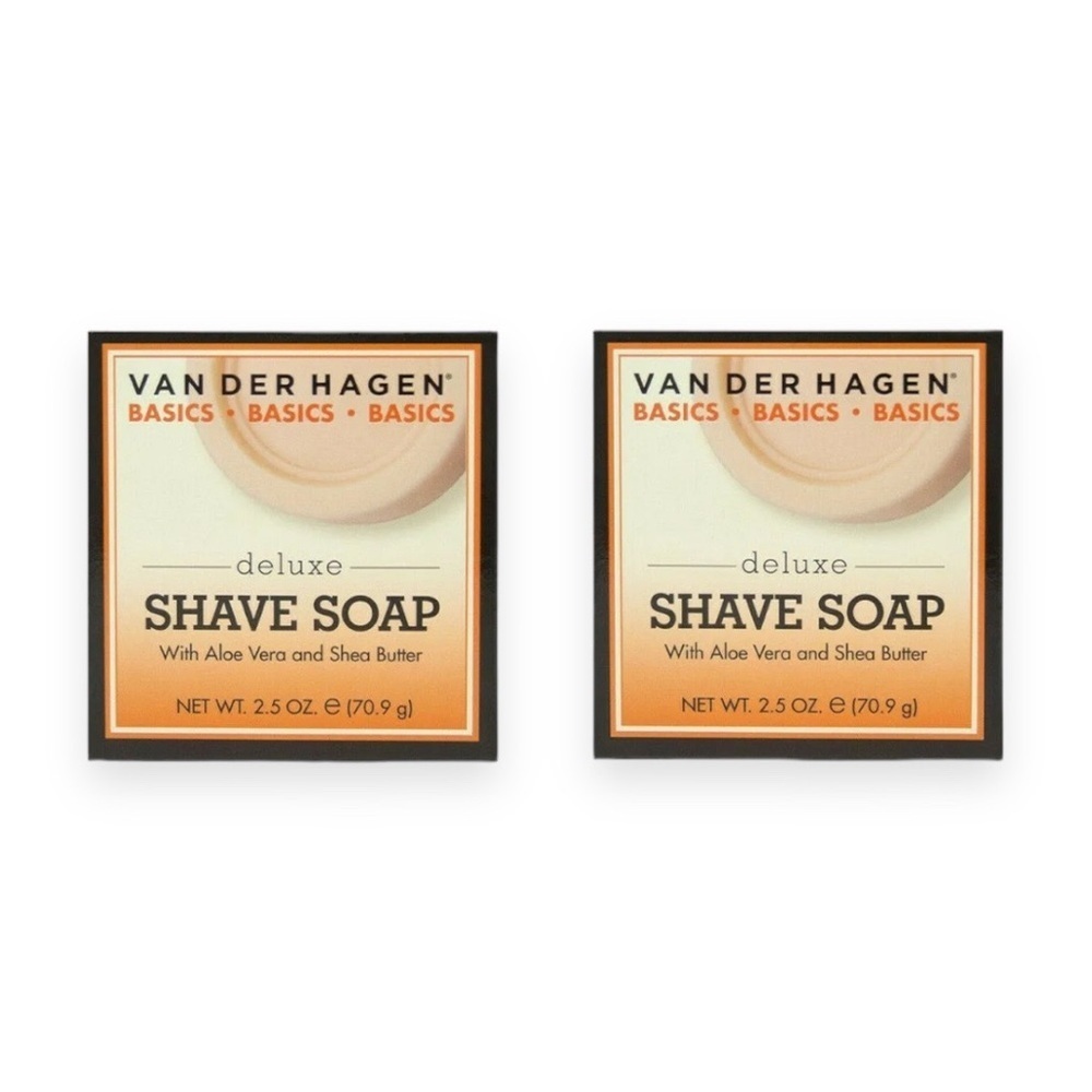 Van Der Hagen Deluxe Shave Soap 2.5 oz with‎ Aloe Vera Shea Butter Lot of 2